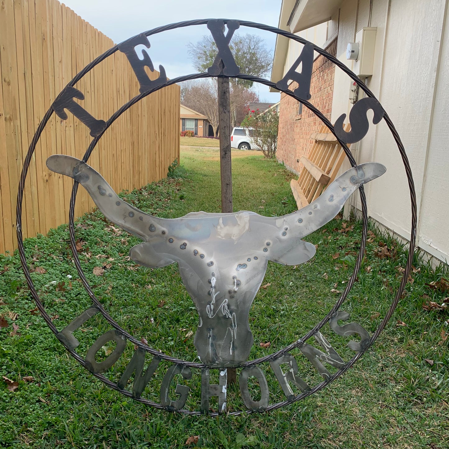 50" TEXAS LONGHORNS LARGE CUSTOM RAW METAL VINTAGE CRAFT SIGN TEAM ART UNPAINTED WESTERN HOME DECOR HANDMADE STEEL #EH12570