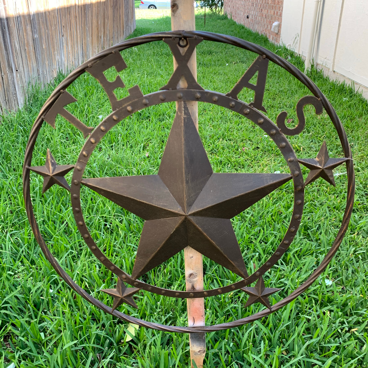 24" TEXAS BEADED COLIBROX BARN STAR METAL LONE STAR WESTERN HOME DECOR HANDMADE RUSTIC BRONZE COPPER NEW