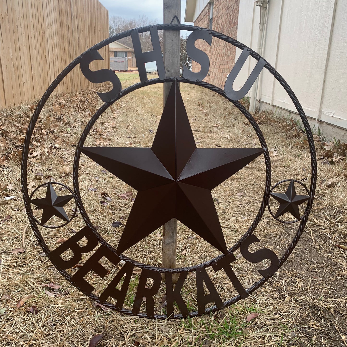 24",32" SHSU SAM HOUSTON BEARKATS RUSTIC BROWN METAL CUSTOM VINTAGE CRAFT RUSTIC BROWN TEAM STAR HANDMADE
