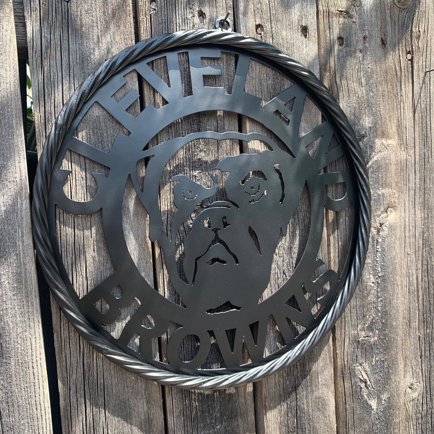 CLEVELAND BROWNS METAL CUSTOM VINTAGE CRAFT ART HANDMADE RUSTIC BLACK