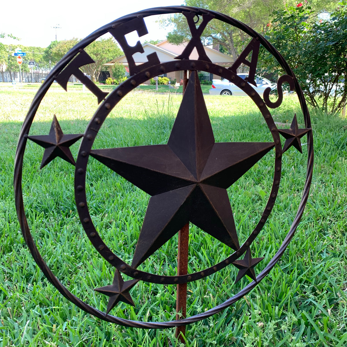 24" TEXAS BEADED COLIBROX BARN STAR METAL LONE STAR WESTERN HOME DECOR HANDMADE RUSTIC BRONZE COPPER NEW