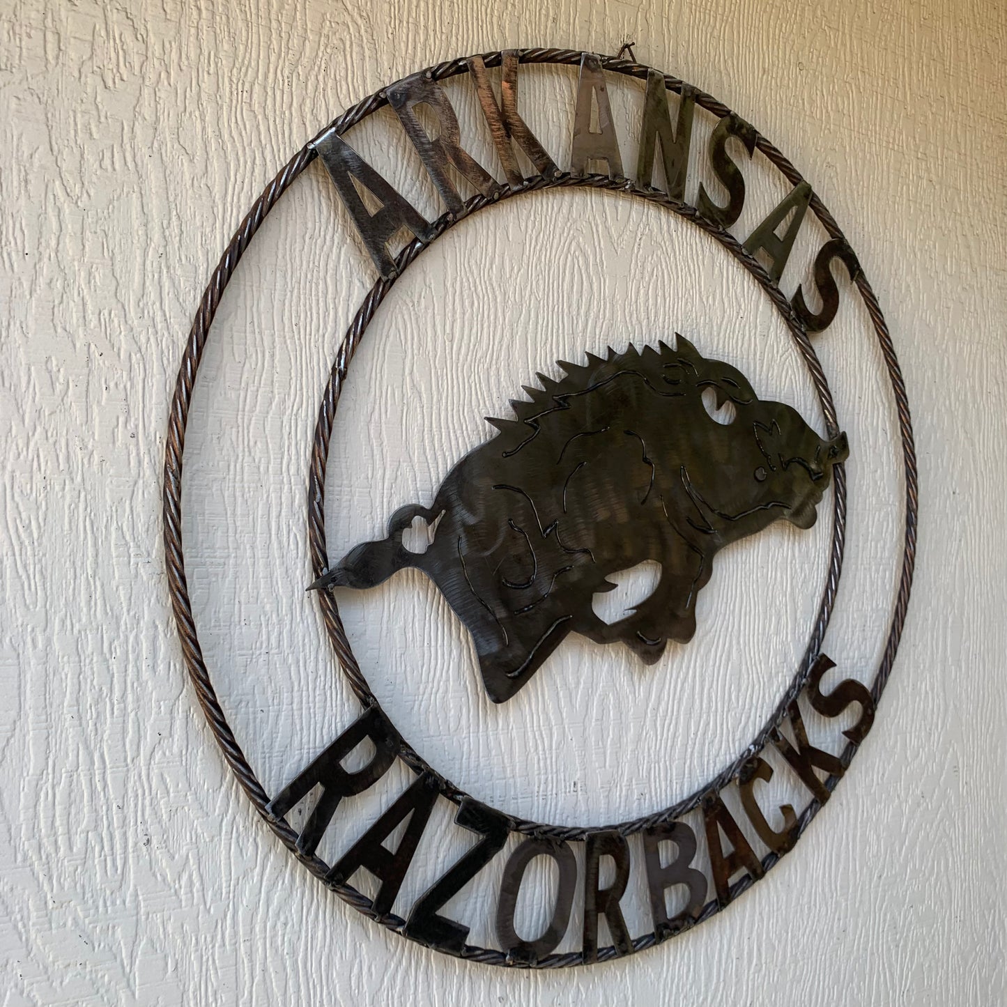 ARKANSAS RAZORBACKS CUSTOM RAW METAL VINTAGE CRAFT TEAM SIGN OFFICIAL LICENSED PRODUCT