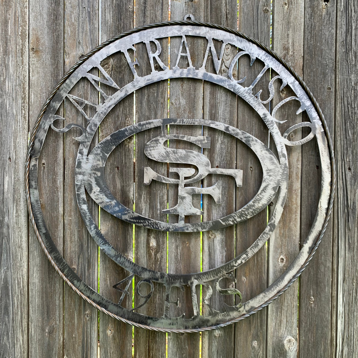SAN FRANCISCO 49ERS METAL CUSTOM VINTAGE RAW METAL CRAFT TEAM SIGN HANDMADE 12",18",24",32",36",40",50"