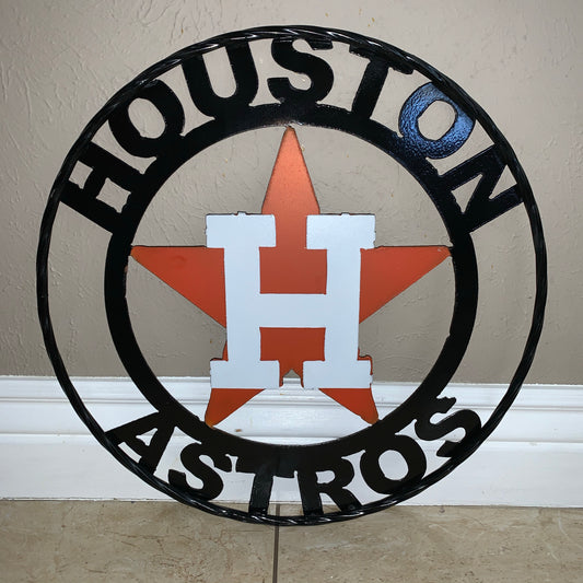 HOUSTON ASTROS CUSTOM VINTAGE METAL CRAFT SIGN TEAM WESTERN HOME DECOR HANDMADE 18",24",36"