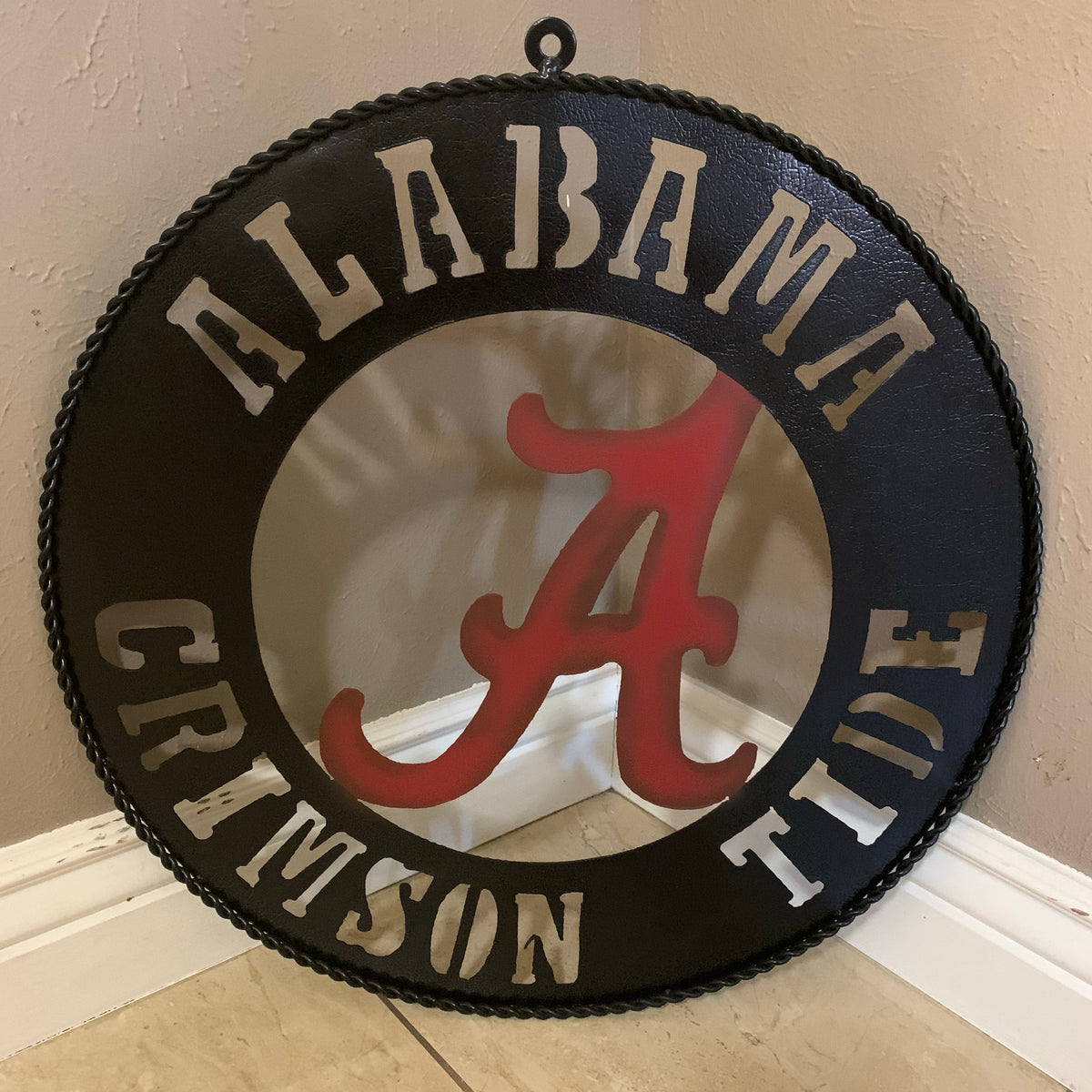 ALABAMA CRIMSON TIDE WIDE BAND RING CUSTOM METAL VINTAGE SIGN TEAM HANDMADE