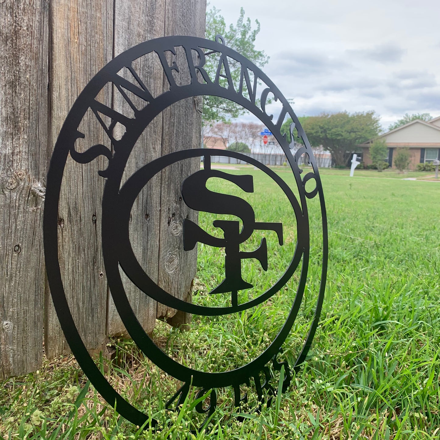 SAN FRANCISCO 49ERS METAL CUSTOM VINTAGE CRAFT TEAM SIGN RUSTIC BLACK HAND MADE IN USA 18",24",36",40",50"