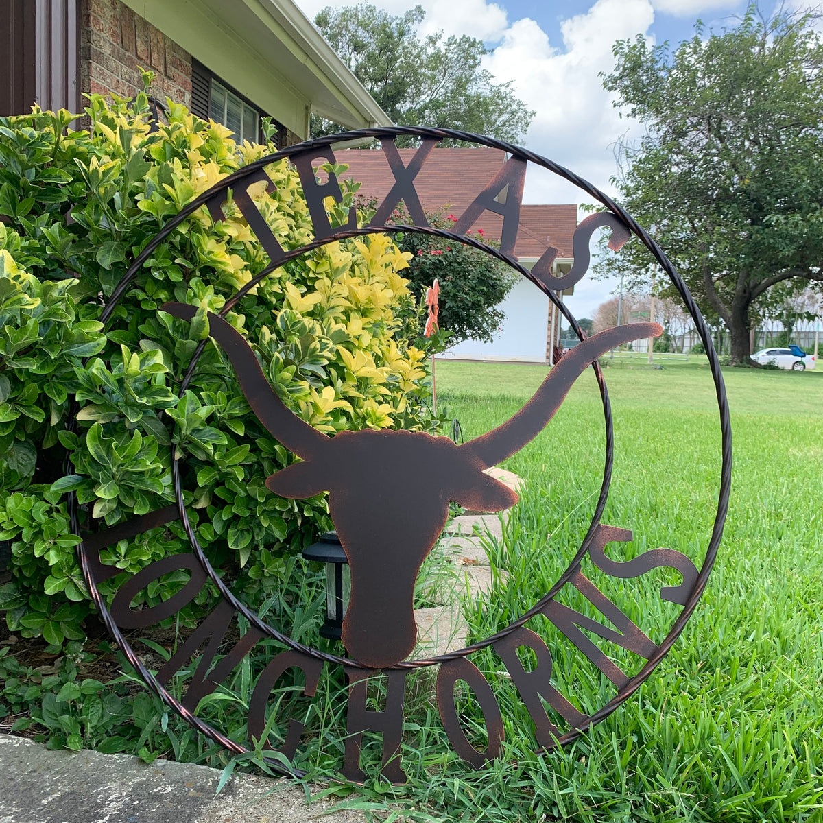 TEXAS LONGHORNS CUSTOM METAL VINTAGE CRAFT SIGN TEAM ART WESTERN HOME DECOR RUSTIC BRONZE HANDMADE #EH12565