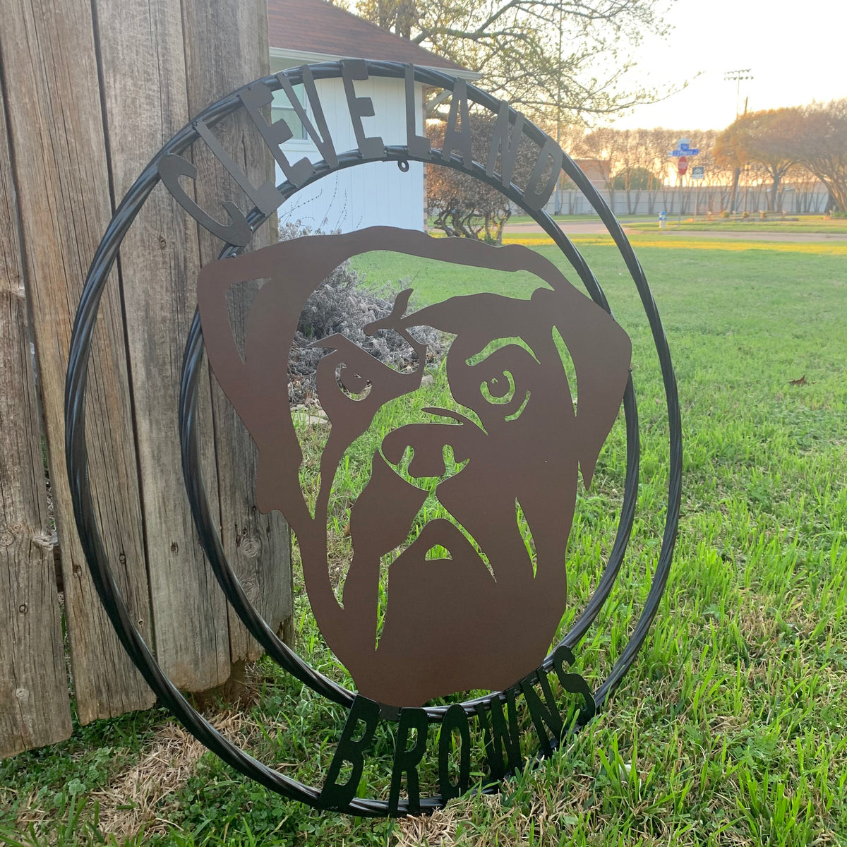 CLEVELAND BROWNS METAL CUSTOM VINTAGE CRAFT ART HANDMADE RUSTIC BROWN