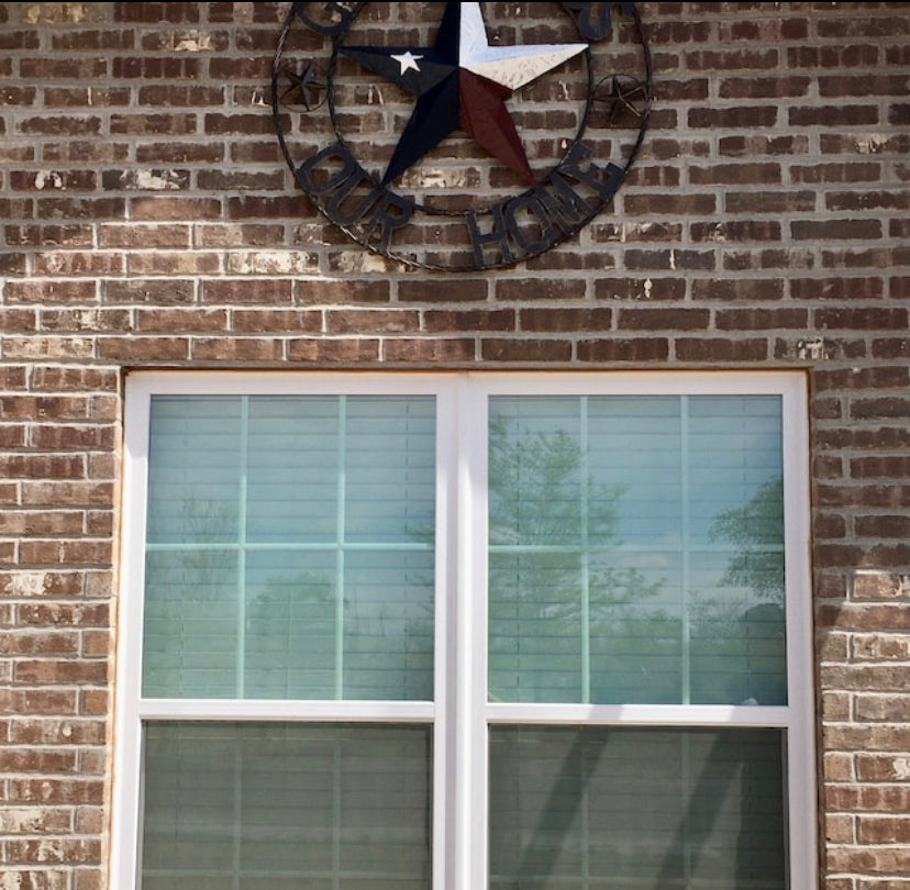 GOD BLESS OUR HOME LICENSE PLATE BARN METAL STAR ROPE RING WALL ART WESTERN HOME DECOR RED WHITE BLUE HANDMADE #EH12927