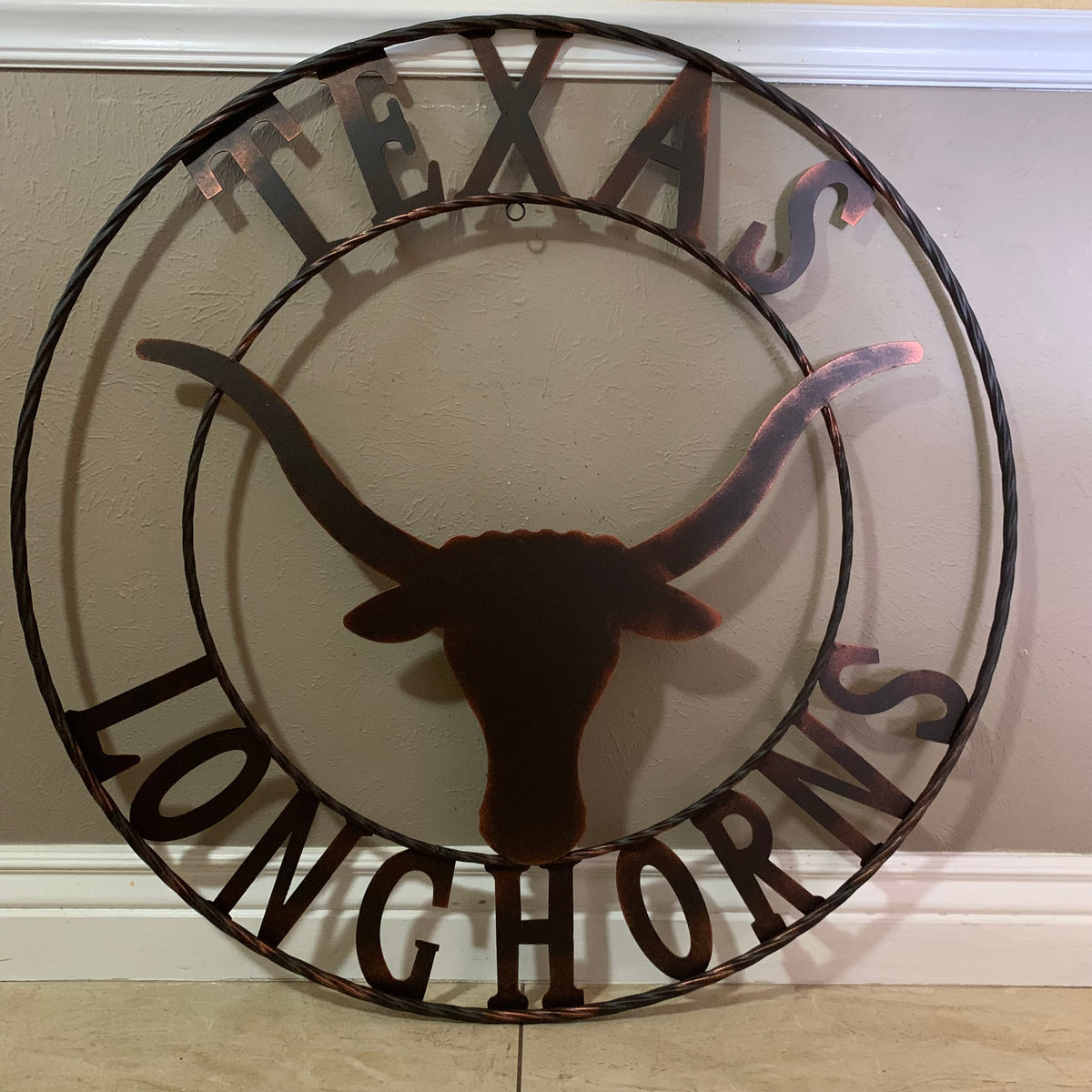 TEXAS LONGHORNS CUSTOM METAL VINTAGE CRAFT SIGN TEAM ART WESTERN HOME DECOR RUSTIC BRONZE HANDMADE #EH12565