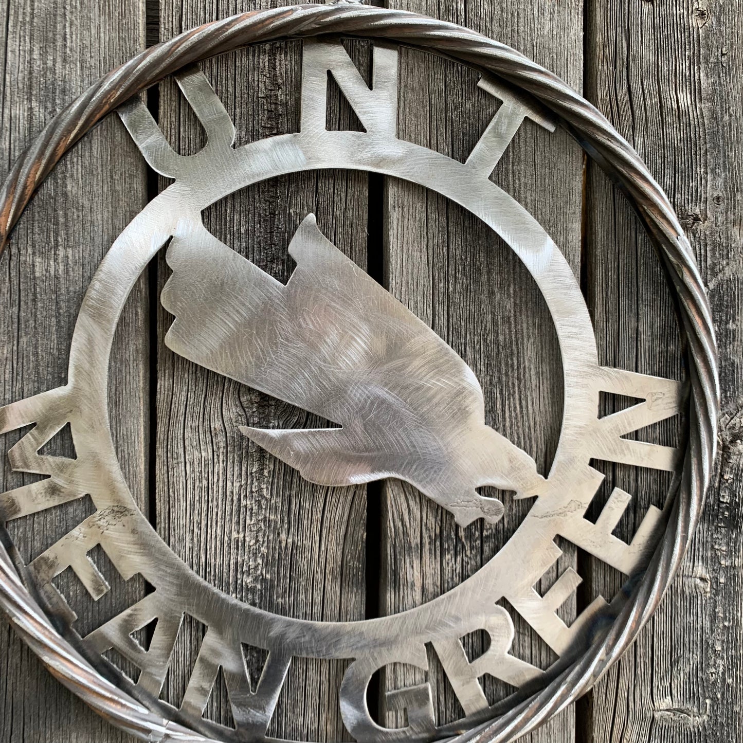 12", 18", 24", 32" UNT MEAN GREEN RAW METAL CUSTOM VINTAGE CRAFT WALL ART TEAM SIGN HANDMADE