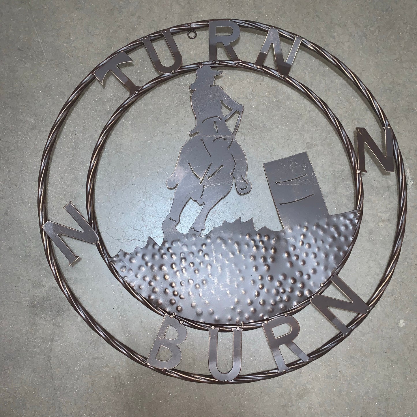 24" TURN N BURN COWBOY SIGN METAL WALL ART WESTERN HOME DECOR HANDMADE NEW #EH12973