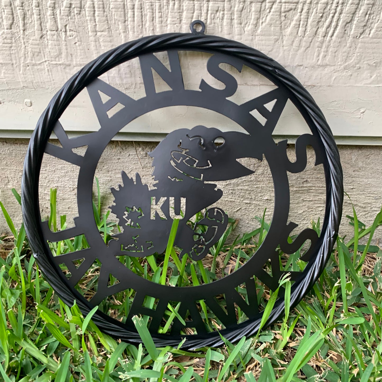 KANSAS JAYHAWKS BLACK METAL CUSTOM VINTAGE CRAFT WALL ART TEAM SIGN HANDMADE