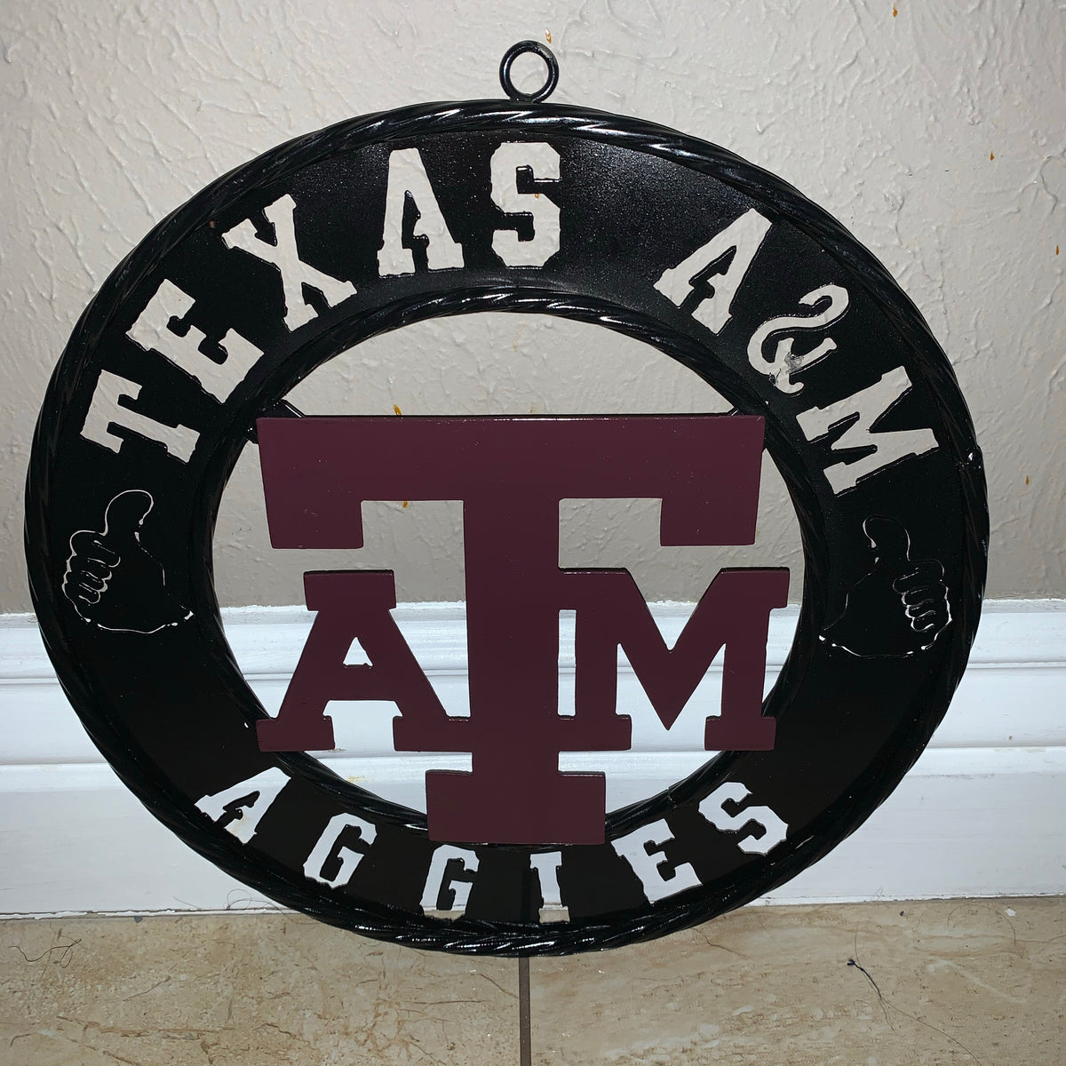 12",18",24",32" TEXAS A&M AGGIES WIDE BAND RING CUSTOM METAL VINTAGE CRAFT TEAM SIGN HANDMADE