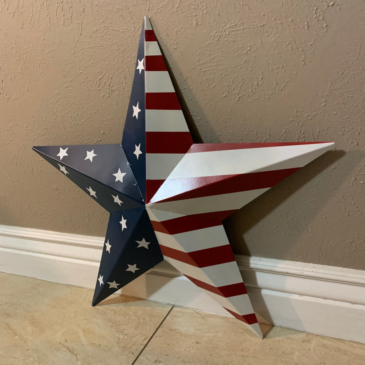 12",16",24",30",36" USA AMERICAN FLAG STAR STYLE#9 RED WHITE & BLUE METAL BARN STAR METAL WALL ART HANDMADE