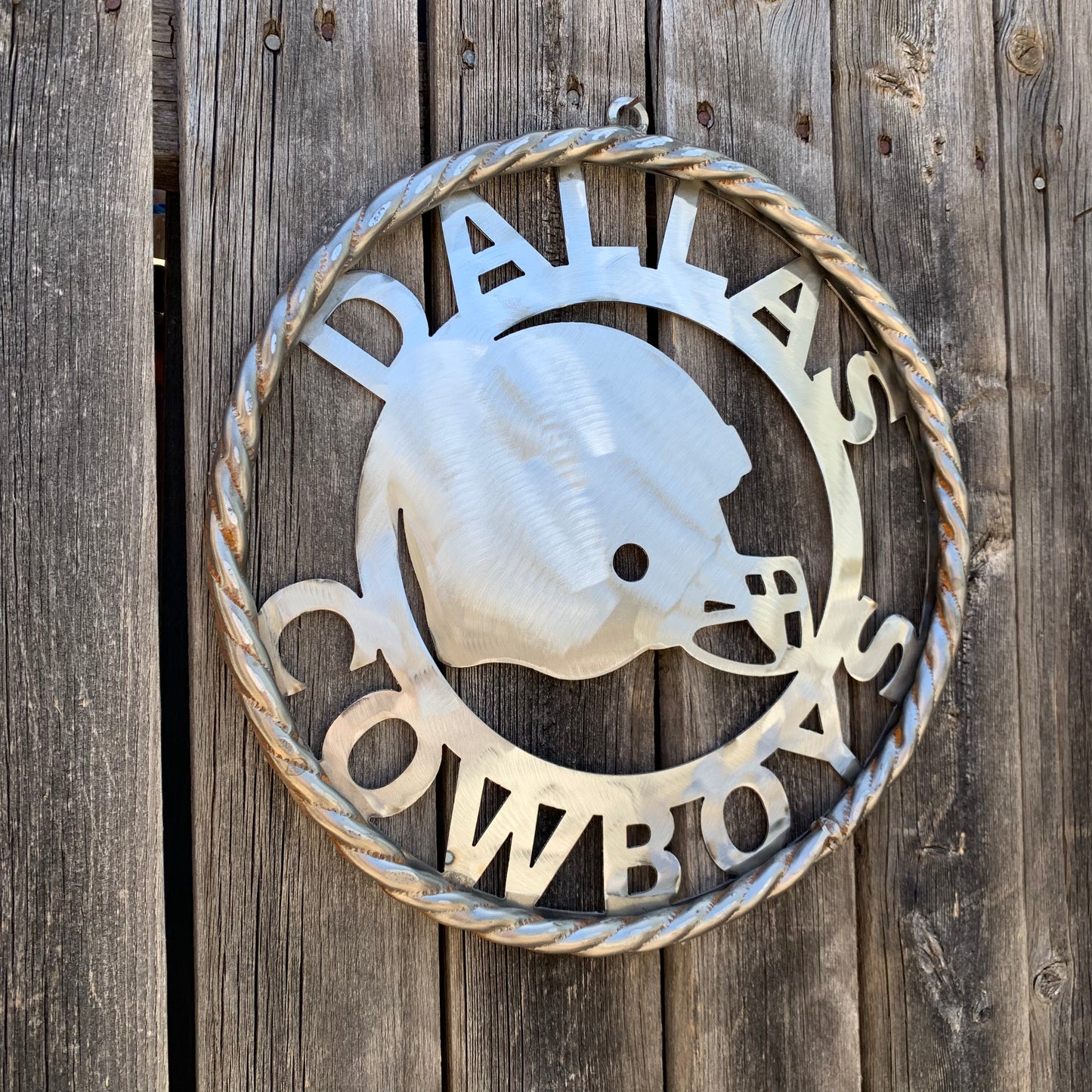 12", 18", 24", 32" DALLAS COWBOYS HELMET SIGN RAW METAL CUSTOM VINTAGE CRAFT WALL ART TEAM SIGN HANDMADE