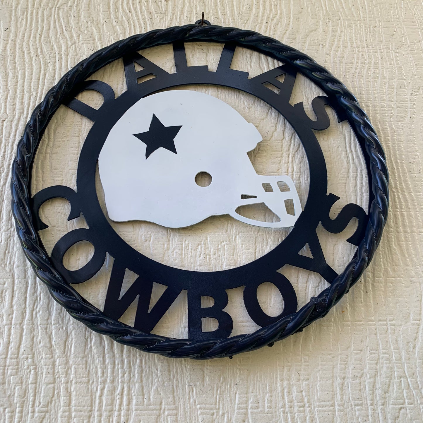 12", 18", 24", 32" DALLAS COWBOYS HELMET SIGN NAVY BLUE & WHITE METAL CUSTOM VINTAGE CRAFT WALL ART TEAM SIGN HANDMADE