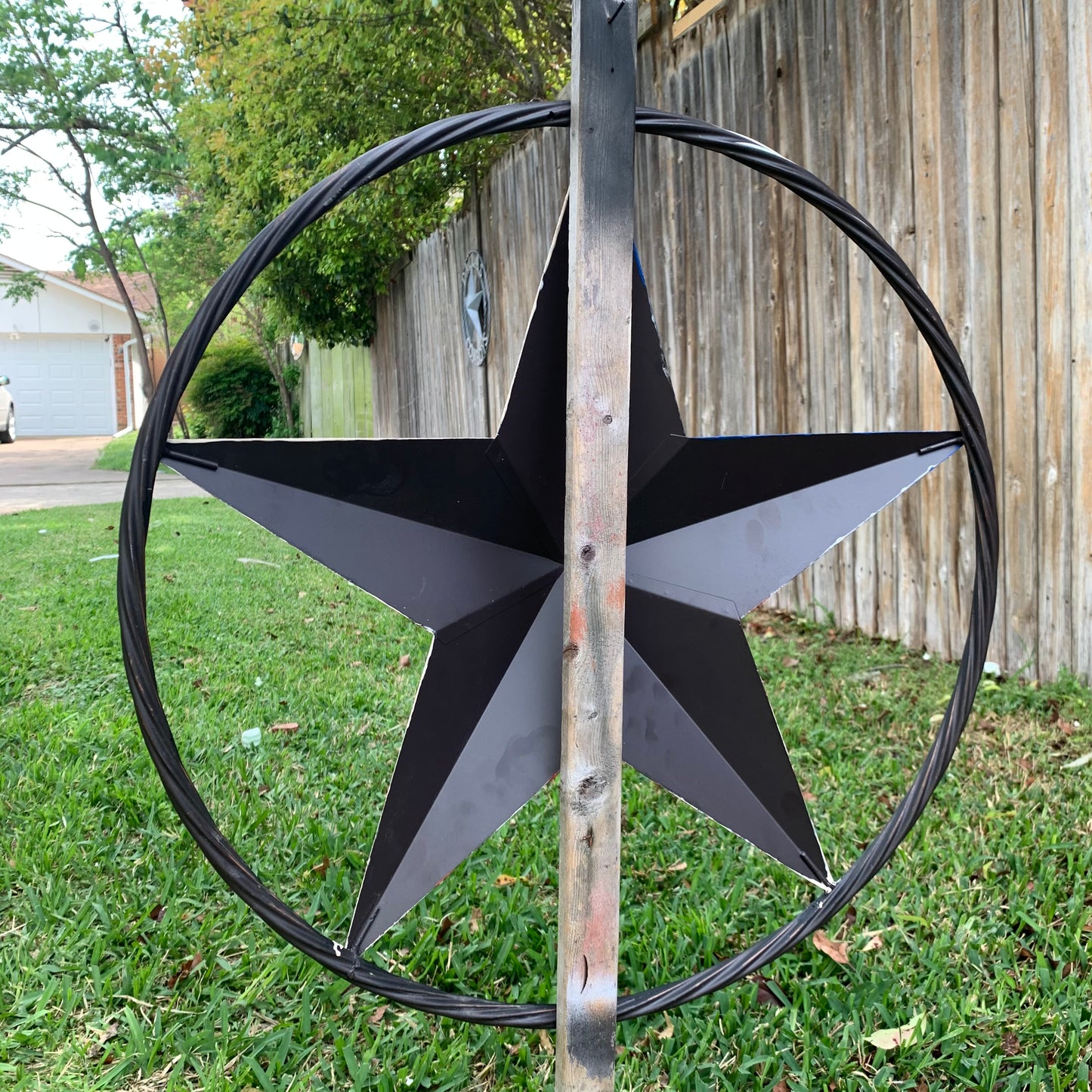 24" AMERICAN USA FLAG CRACKLE STAR METAL WALL ART WESTERN HOME DECOR HANDMADE NEW