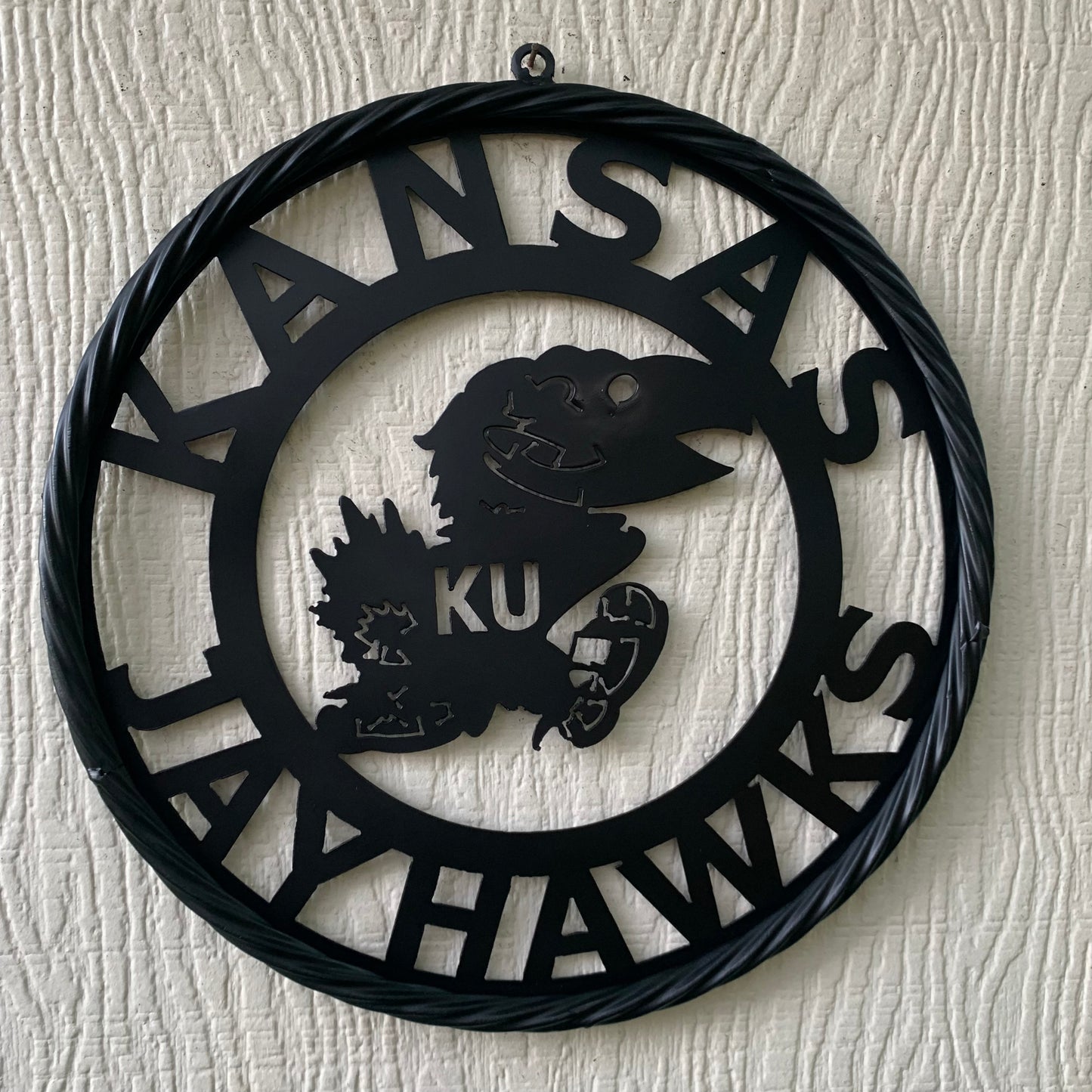 KANSAS JAYHAWKS BLACK METAL CUSTOM VINTAGE CRAFT WALL ART TEAM SIGN HANDMADE