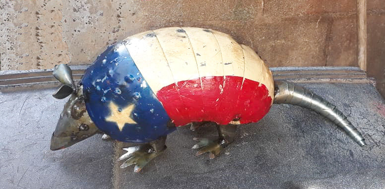 TEXAS FLAG ARMADILLO GARDEN ANIMAL SCULPTURE YARD ART METAL DECOR ORNAMENT PATRIOTIC DECOR HANDMADE #EH12220 30",22",14",10"
