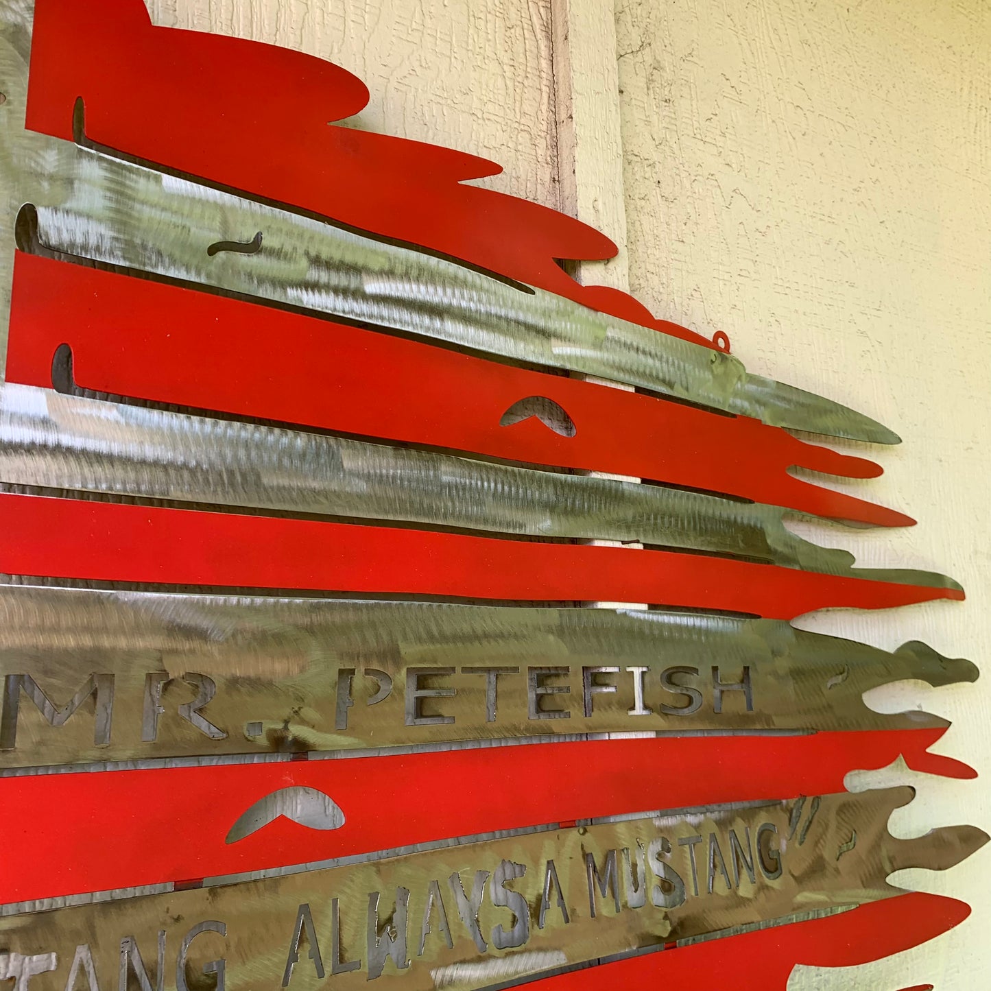 CUSTOM NAME KANSAS CITY CHIEFS METAL TATTERED FLAG CUSTOM VINTAGE CRAFT WALL ART HANDMADE
