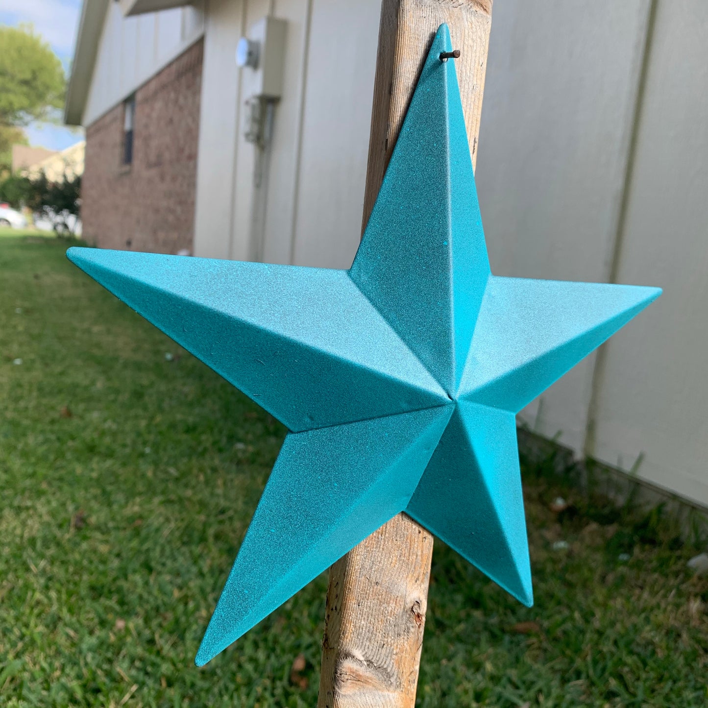 #EH10474 RUSTIC TURQUOISE DISTRESSED TWO TONE BARN METAL STAR WESTERN HOME DECOR ART NEW