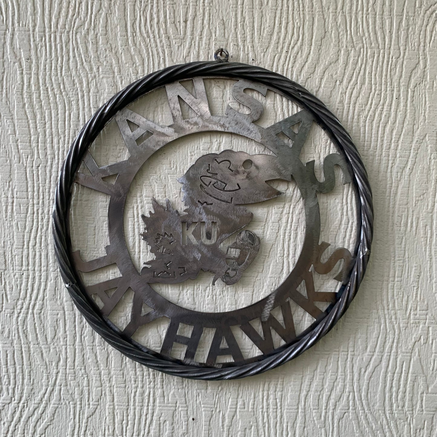 KANSAS JAYHAWKS RAW METAL CUSTOM VINTAGE CRAFT WALL ART TEAM SIGN HANDMADE