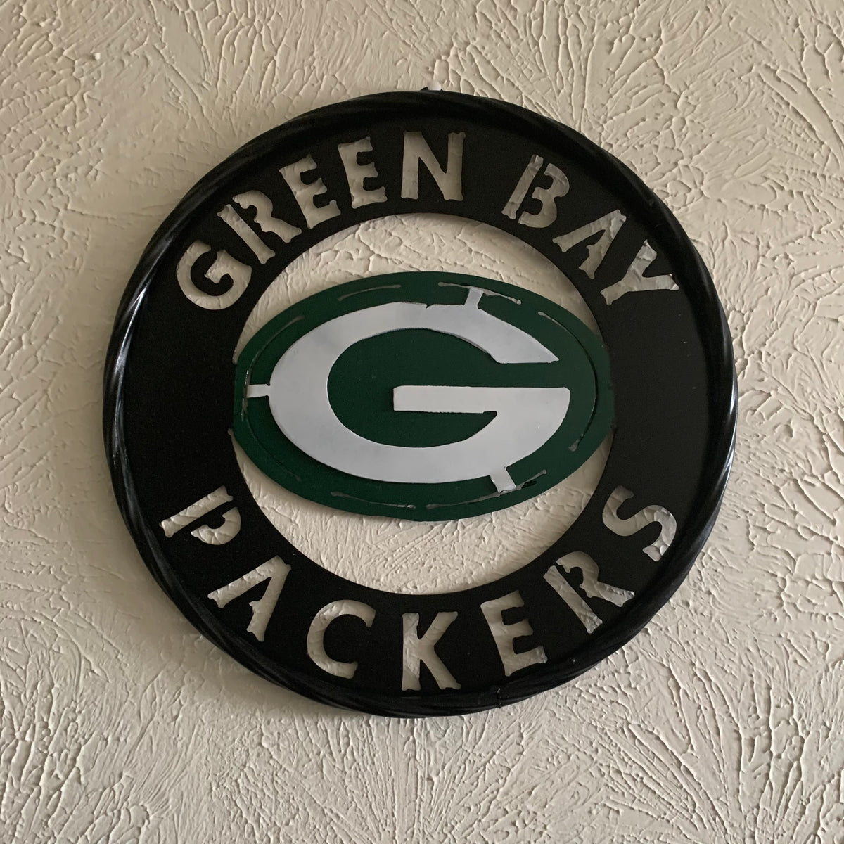 GREEN BAY WIDE BAND DISC METAL CUSTOM VINTAGE CRAFT TEAM SPORTS SIGN HANDMADE