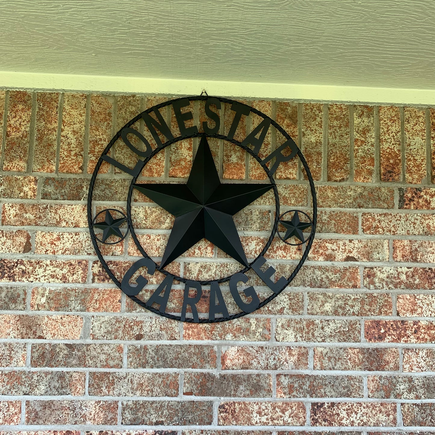 LONESTAR GARAGE STYLE CUSTOM BARN NAME STAR LONESTAR GARAGE METAL NAME BARN STAR WITH TWISTED ROPE RING 3d STAR ART WESTERN HOME DECOR RUSTIC BROWN