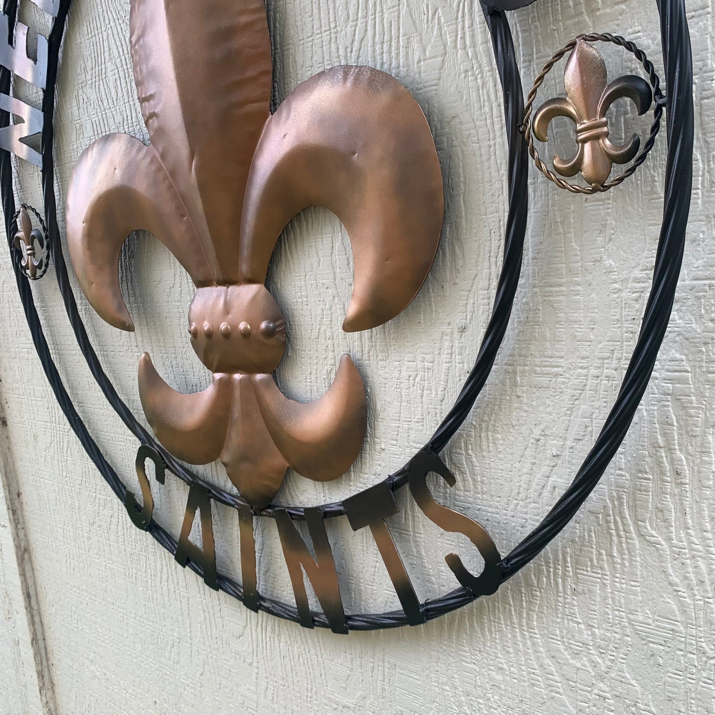 NEW ORLEANS SAINTS METAL SIGN WALL ART WESTERN HOME DECOR GOLD & BLACK HANDMADE #EH10272
