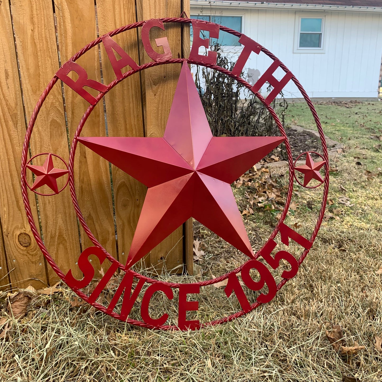 RAGETH STYLE YOUR CUSTOM STAR METAL NAME RUSTIC BURGUNDY RED PHILLIPS CUSTOM 3d STAR METAL NAME BARN STAR TWISTED ROPE RING DESIGN METAL WALL ART HOME DECOR ANY SIZE