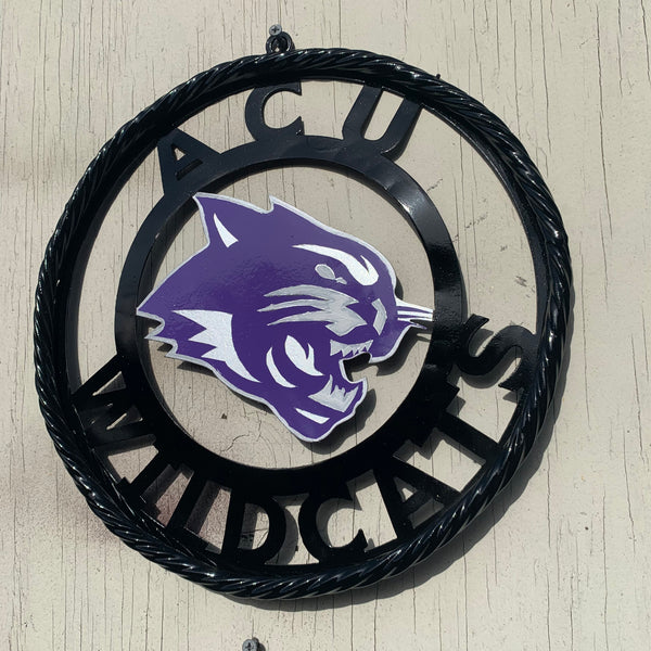 ACU WILDCATS ABILENE CHRISTIAN UNIVERSITY CUSTOM METAL VINTAGE CRAFT TEAM SIGN SCULPTURE HANDMADE