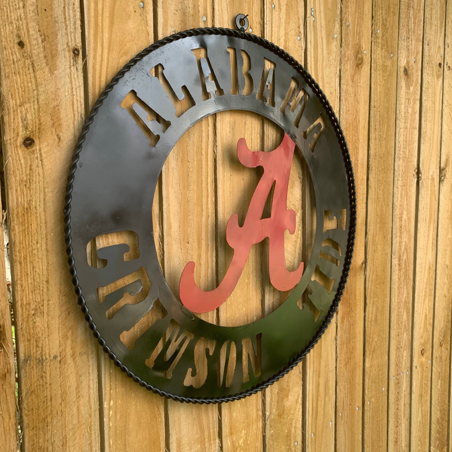 ALABAMA CRIMSON TIDE WIDE BAND RING CUSTOM METAL VINTAGE SIGN TEAM HANDMADE