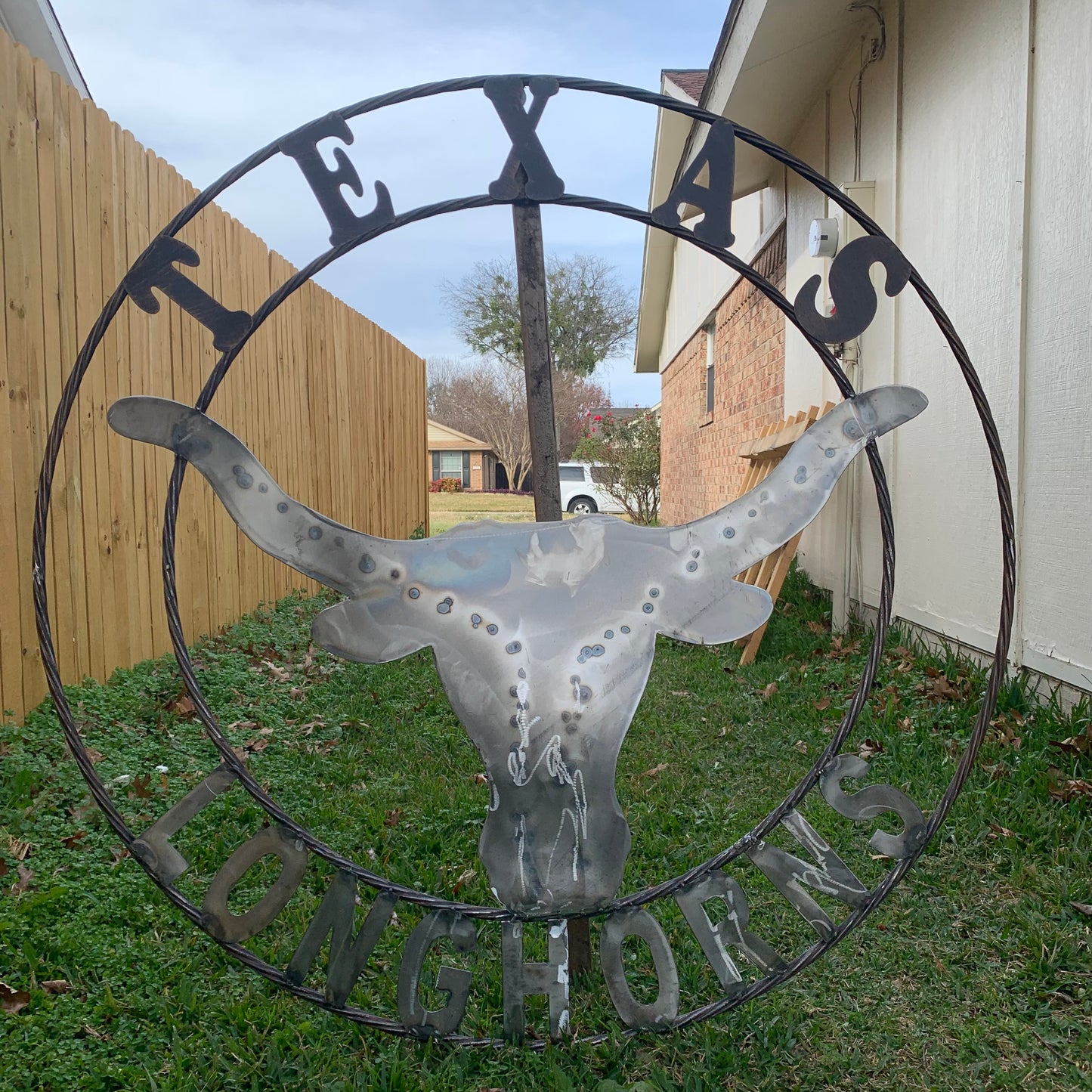 50" TEXAS LONGHORNS LARGE CUSTOM RAW METAL VINTAGE CRAFT SIGN TEAM ART UNPAINTED WESTERN HOME DECOR HANDMADE STEEL #EH12570