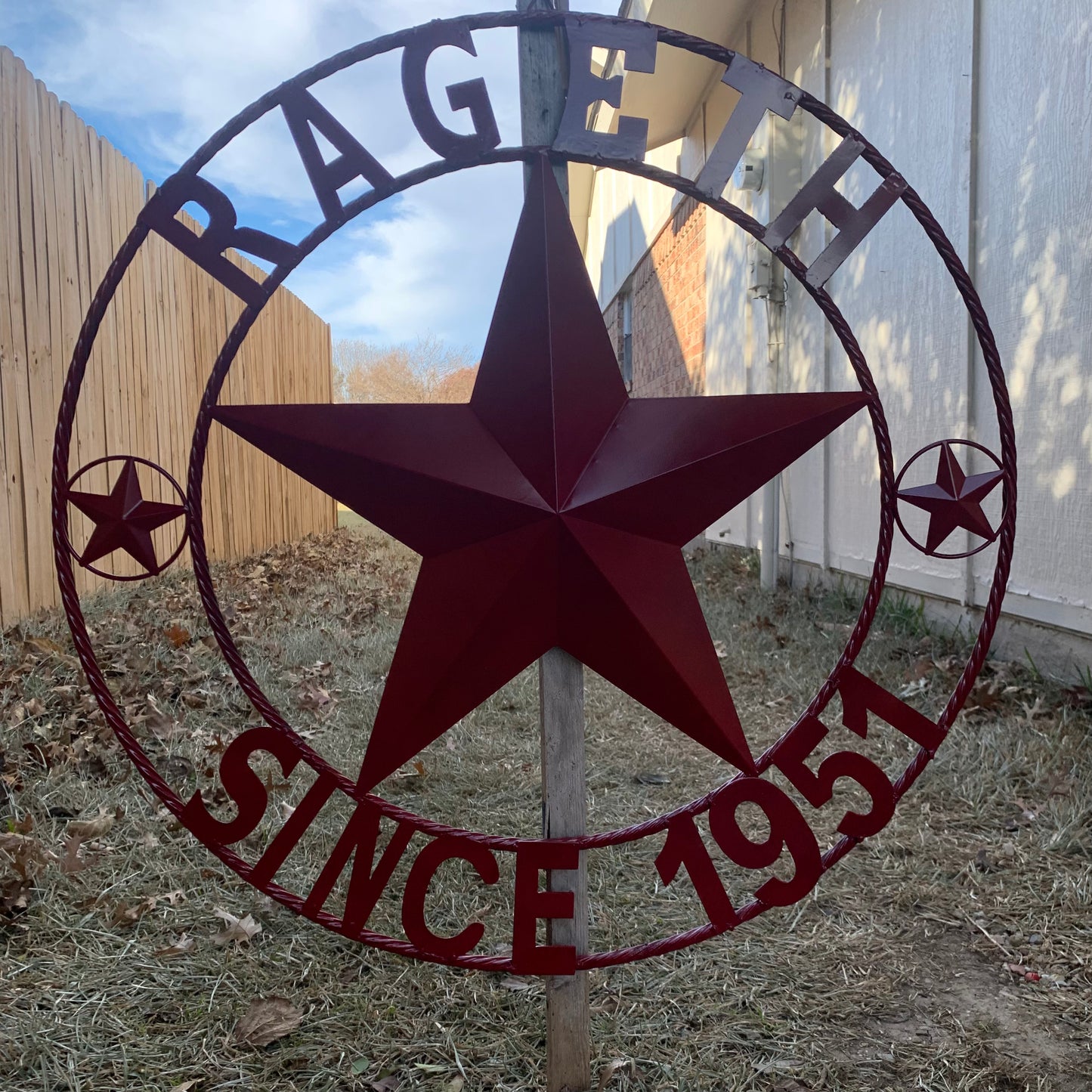 RAGETH STYLE YOUR CUSTOM STAR METAL NAME RUSTIC BURGUNDY RED PHILLIPS CUSTOM 3d STAR METAL NAME BARN STAR TWISTED ROPE RING DESIGN METAL WALL ART HOME DECOR ANY SIZE