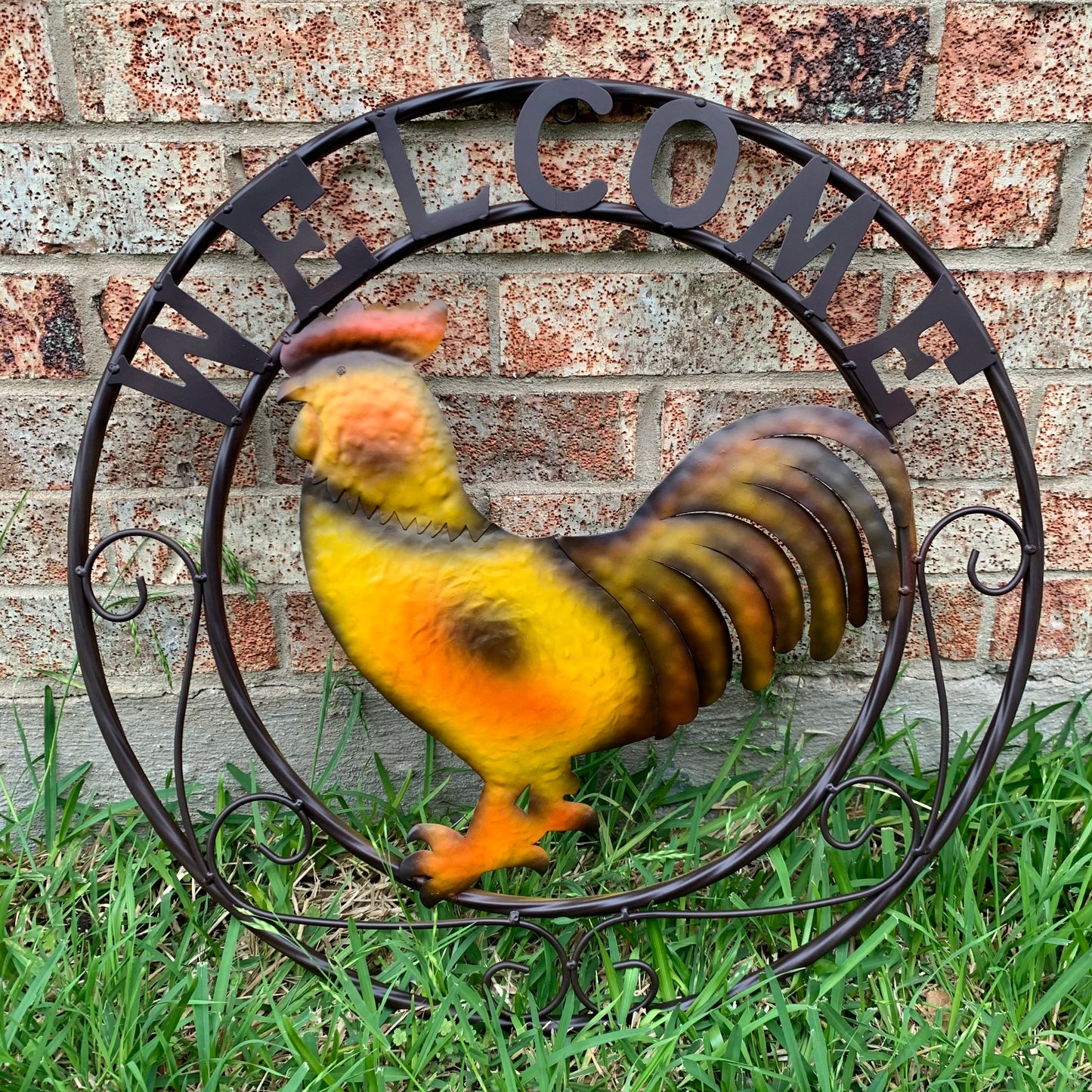 ROOSTER WELCOME 24" METAL SCROLL STYLE WESTERN HOME DECOR HANDMADE NEW-#EH10143