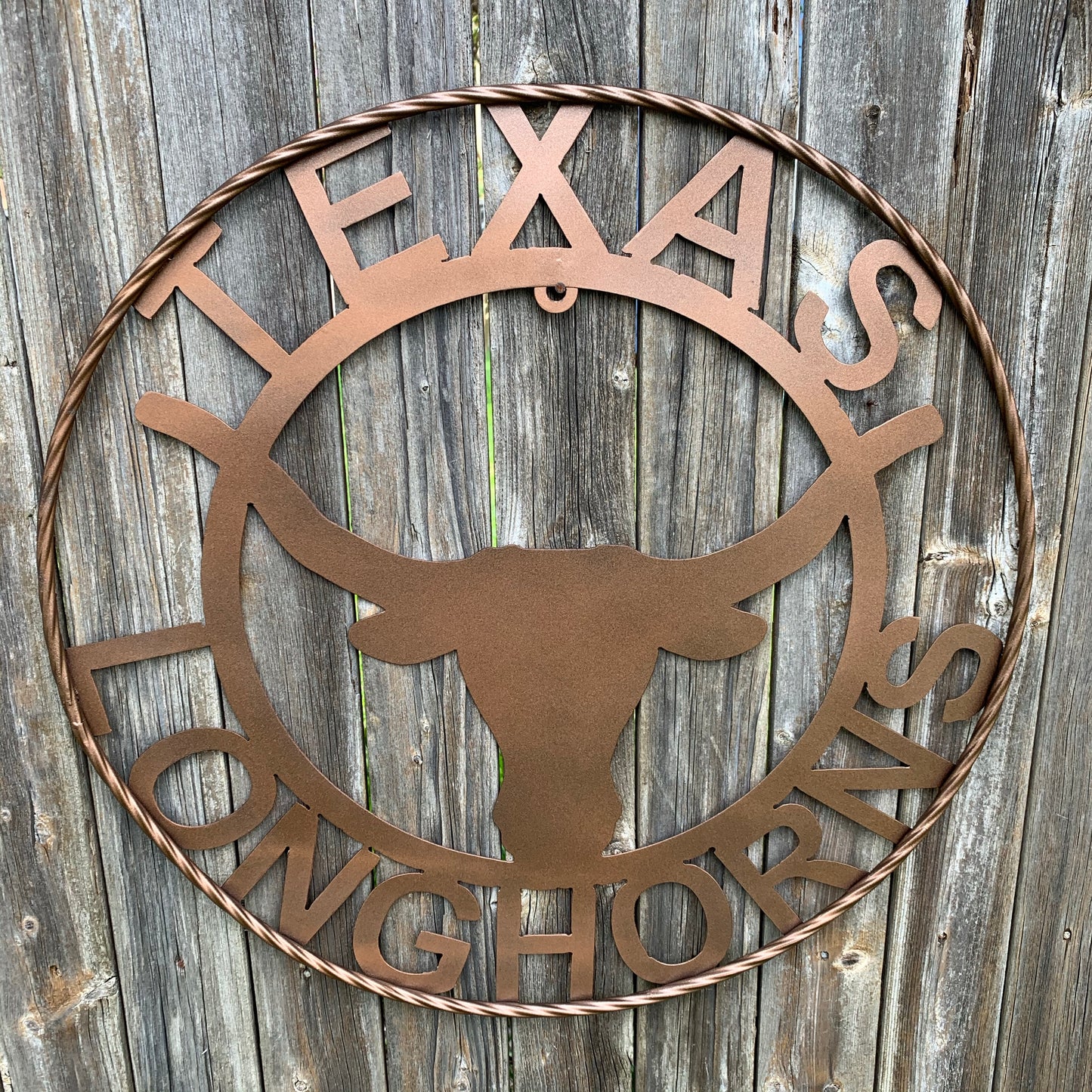 TEXAS LONGHORNS CUSTOM METAL VINTAGE CRAFT SIGN TEAM ART WESTERN HOME DECOR RUSTIC BRONZE #EH12552 12",18",24",36",50"