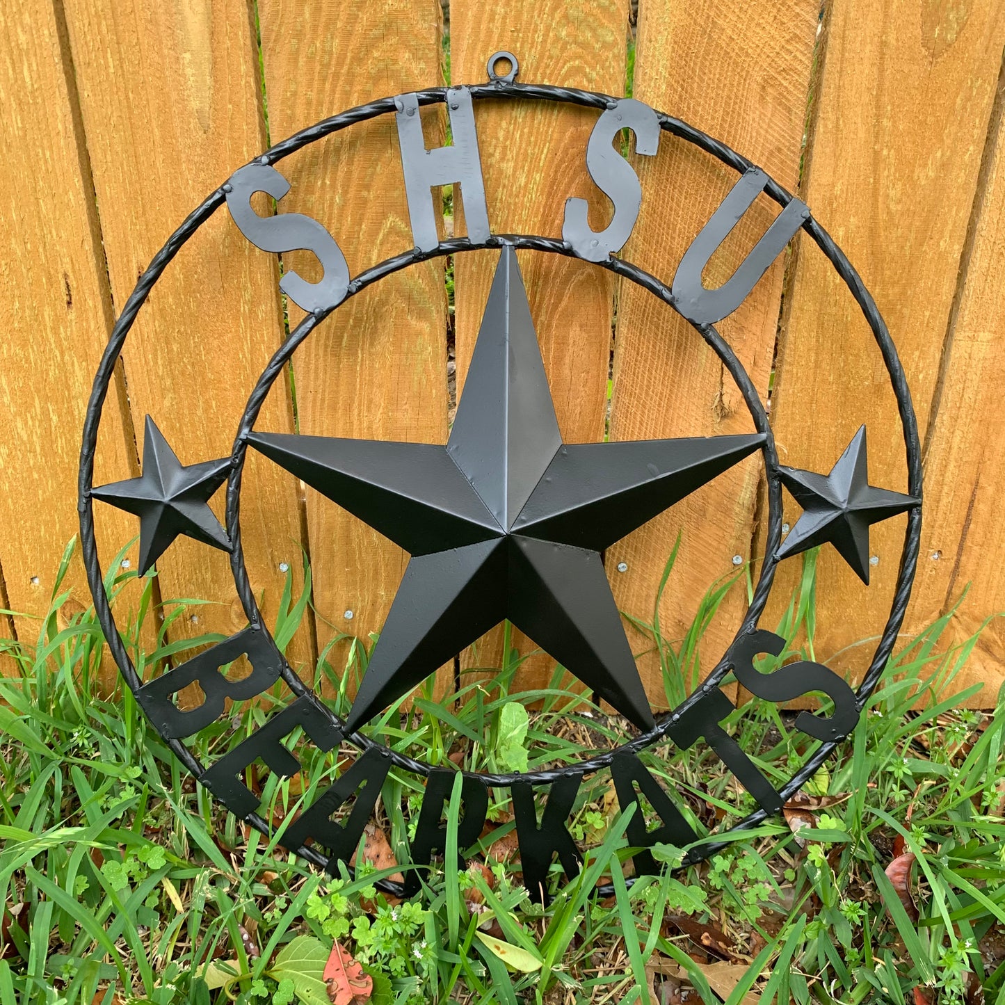 24",32" SHSU SAM HOUSTON BEARKATS RUSTIC BLACK METAL CUSTOM VINTAGE CRAFT RUSTIC BLACK TEAM STAR HANDMADE