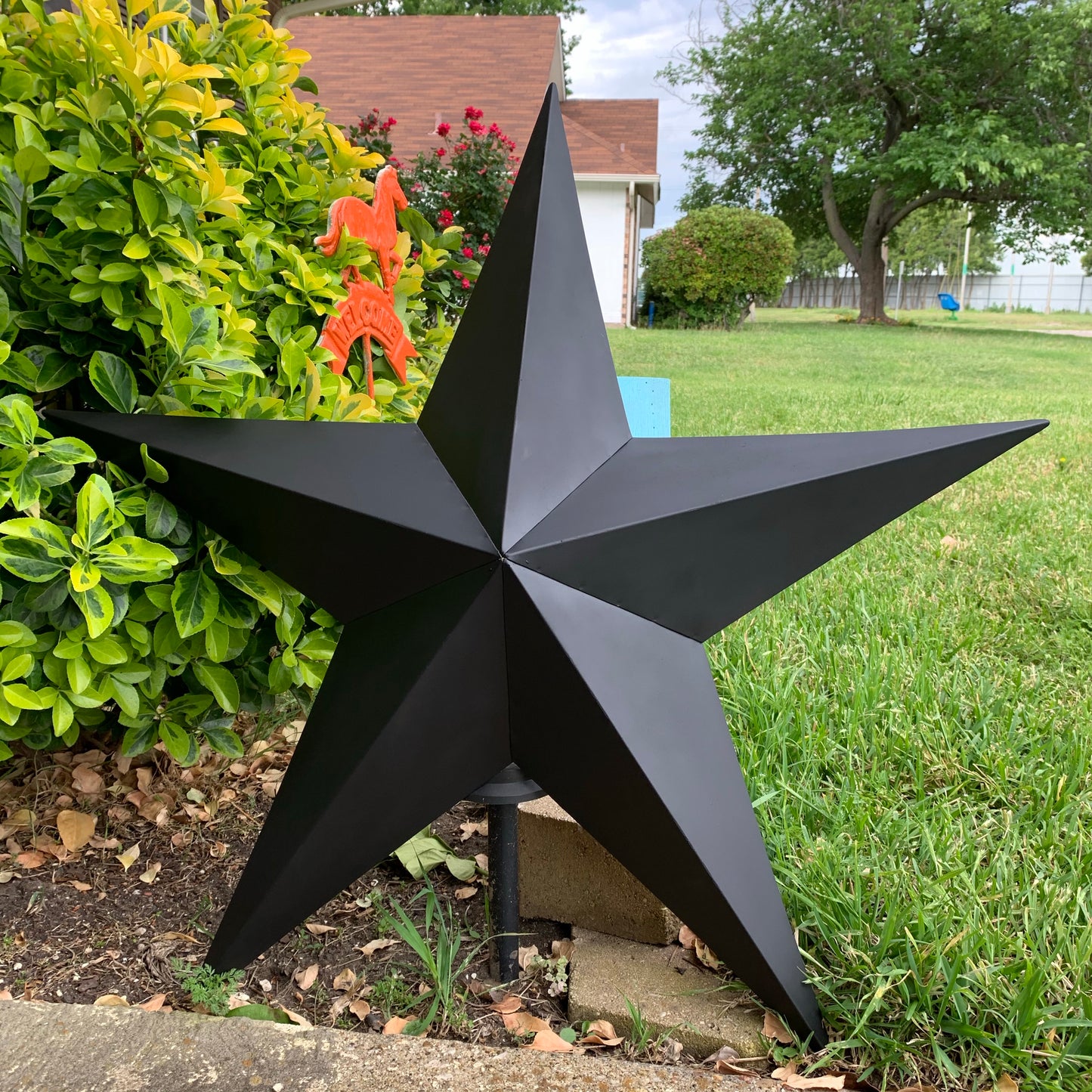 #EH10479 12", 16", 24", 30", 36" RUSTIC BLACK BARN STAR NO RING DAVID STAR 5 POINT WESTERN HOME DECOR HAND PAINTED