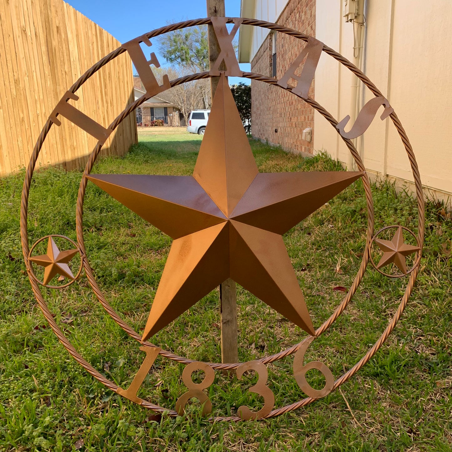 24", 32",36",40" TEXAS 1836 HAMMERED COPPER  BARN STAR METAL WALL WESTERN HOME DECOR HANDMADE NEW