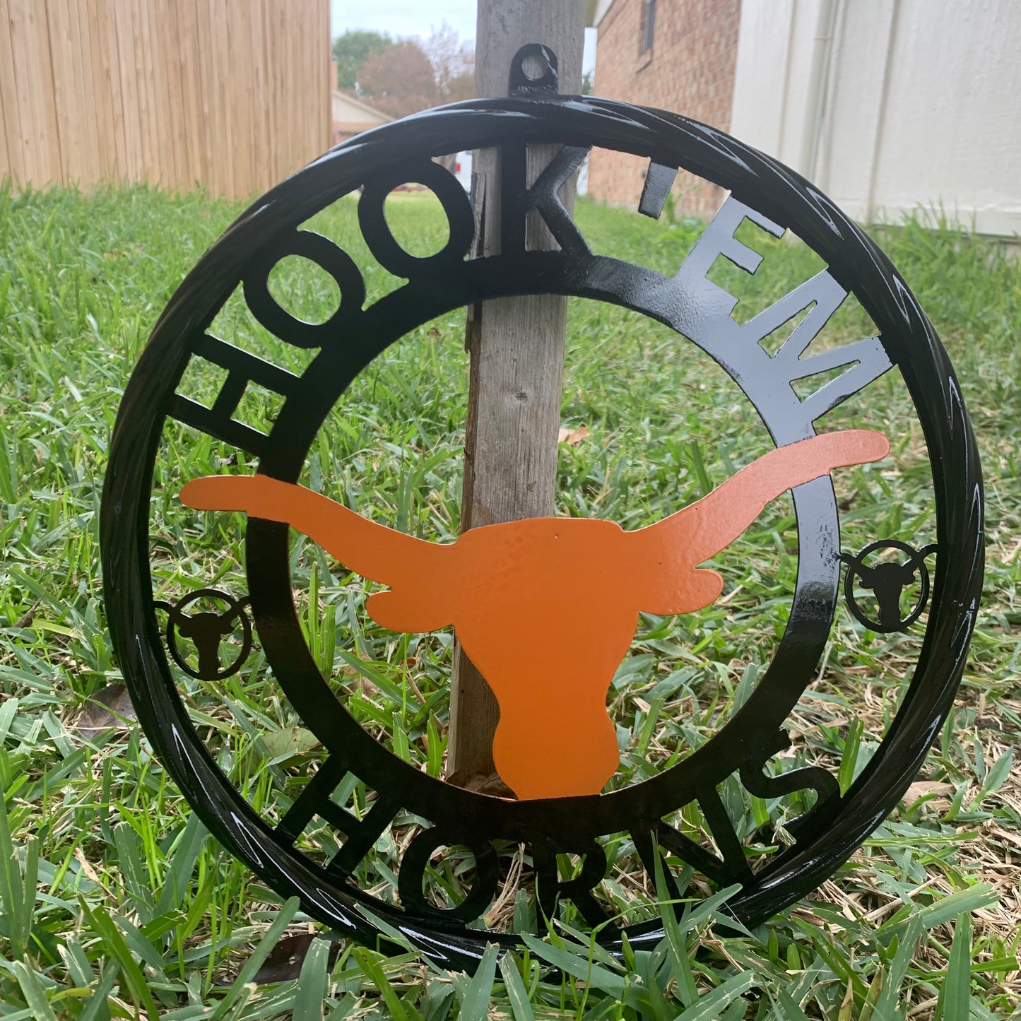 HOOKEM HORNS TEXAS LONGHORNS HOOK EM METAL CUSTOM VINTAGE CRAFT WALL ART TEAM SIGN HANDMADE