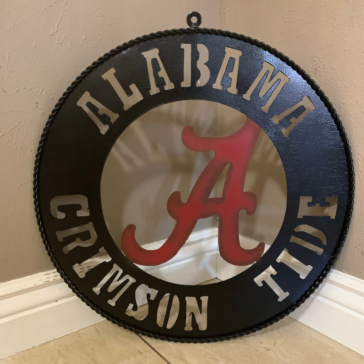 ALABAMA CRIMSON TIDE WIDE BAND RING CUSTOM METAL VINTAGE SIGN TEAM HANDMADE