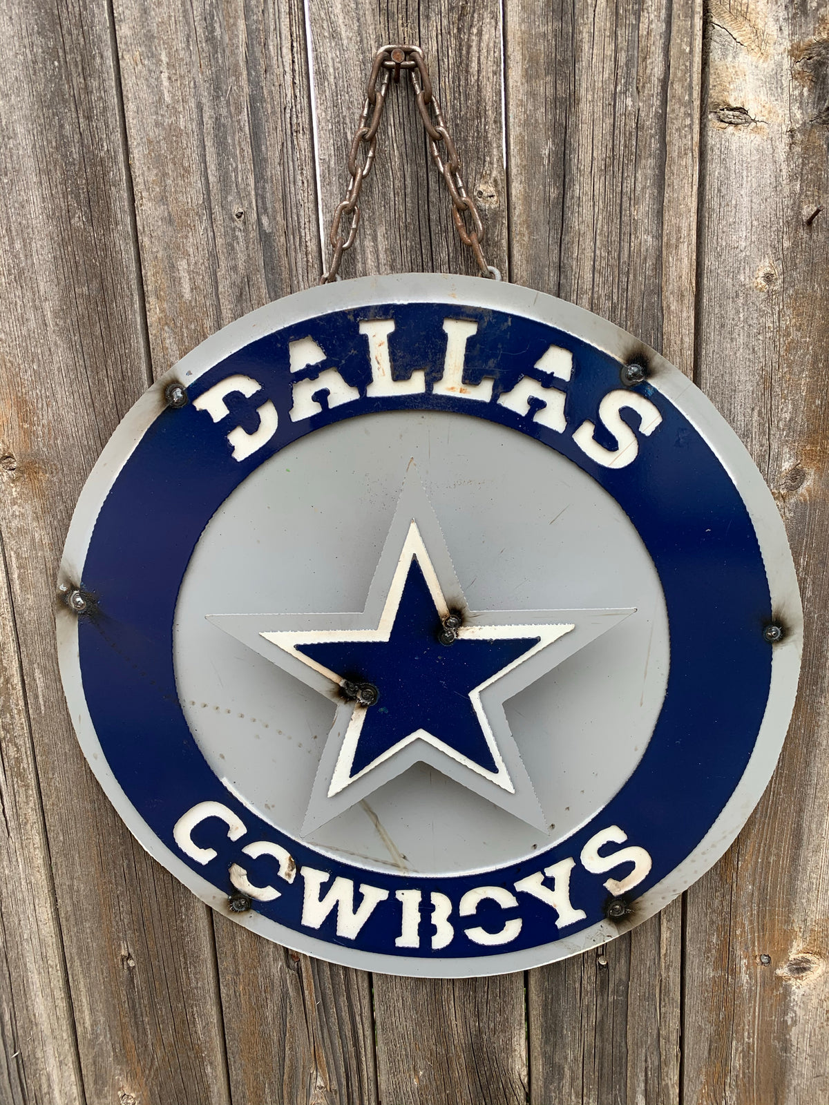 15" SPORTS CUSTOM DISC METAL VINTAGE CRAFT SIGN TEAM ART WESTERN HOME DECOR HANDMADE