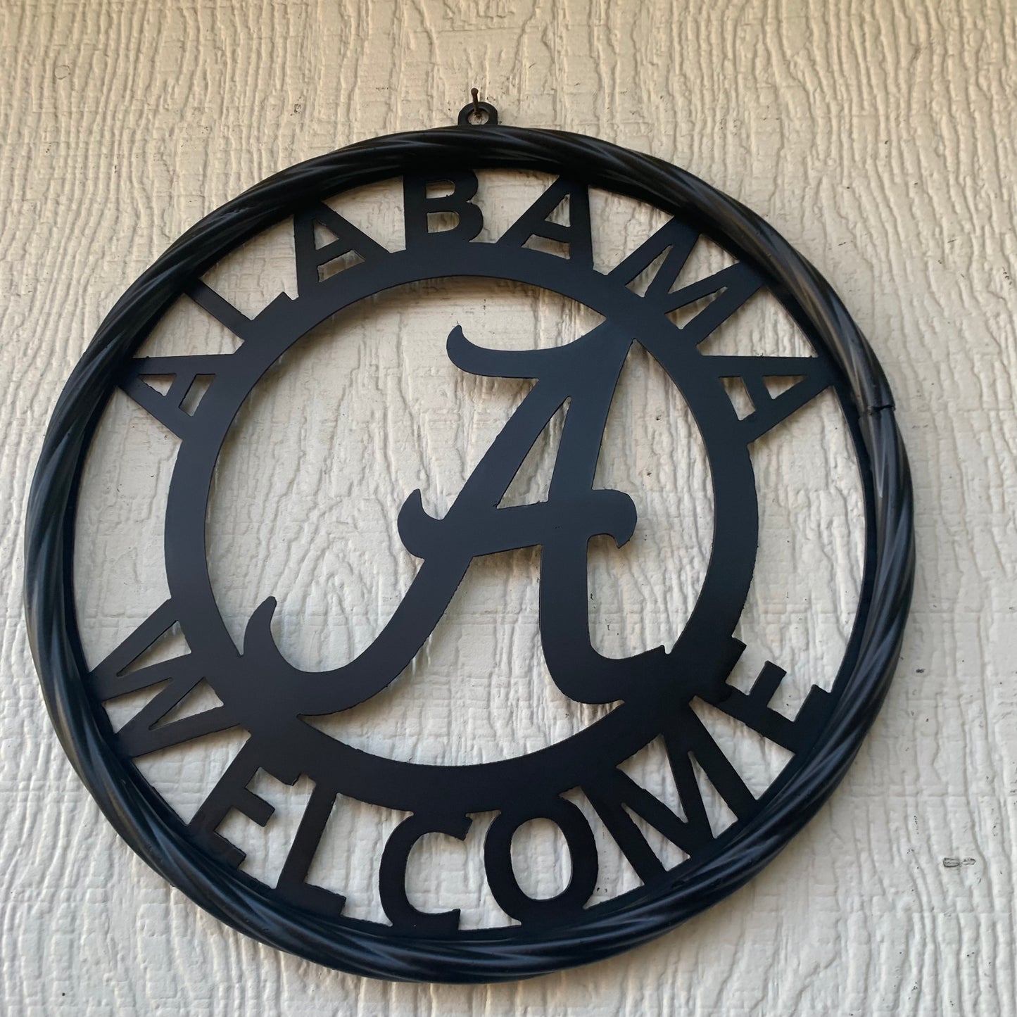 ALABAMA WELCOME CUSTOM ALL BLACK METAL VINTAGE SIGN TEAM HANDMADE