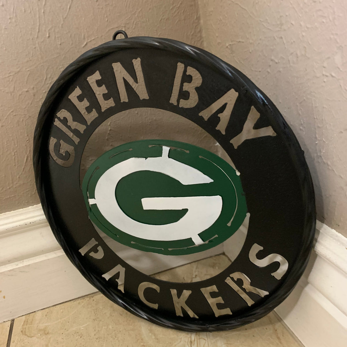 GREEN BAY WIDE BAND DISC METAL CUSTOM VINTAGE CRAFT TEAM SPORTS SIGN HANDMADE