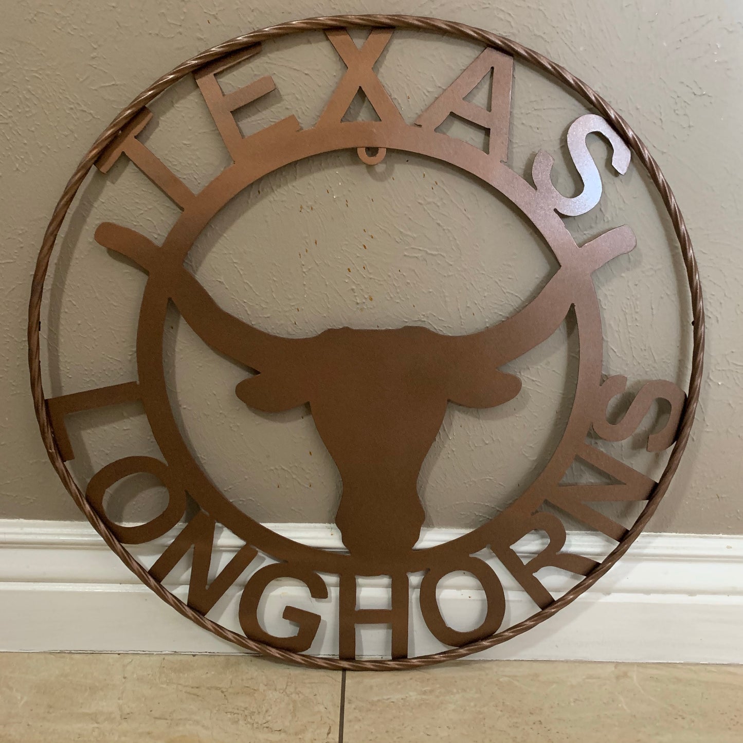TEXAS LONGHORNS CUSTOM METAL VINTAGE CRAFT SIGN TEAM ART WESTERN HOME DECOR RUSTIC BRONZE #EH12552 12",18",24",36",50"