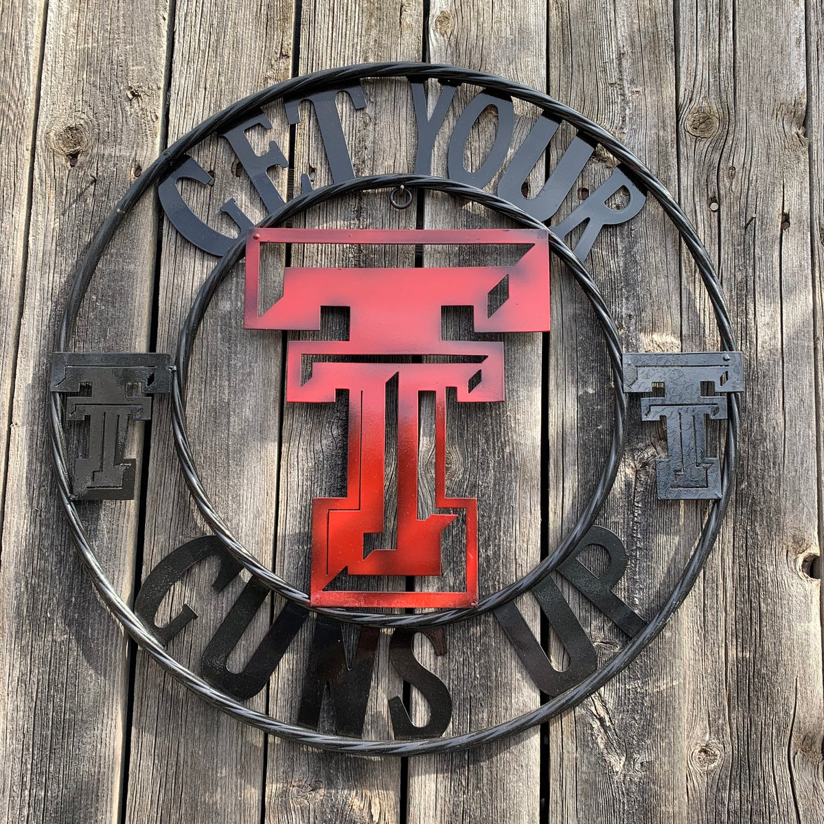 12", 18", 24", 32" GET YOUR GUNS UP TEXAS TECH CUSTOM METAL VINTAGE CRAFT TEAM SIGN