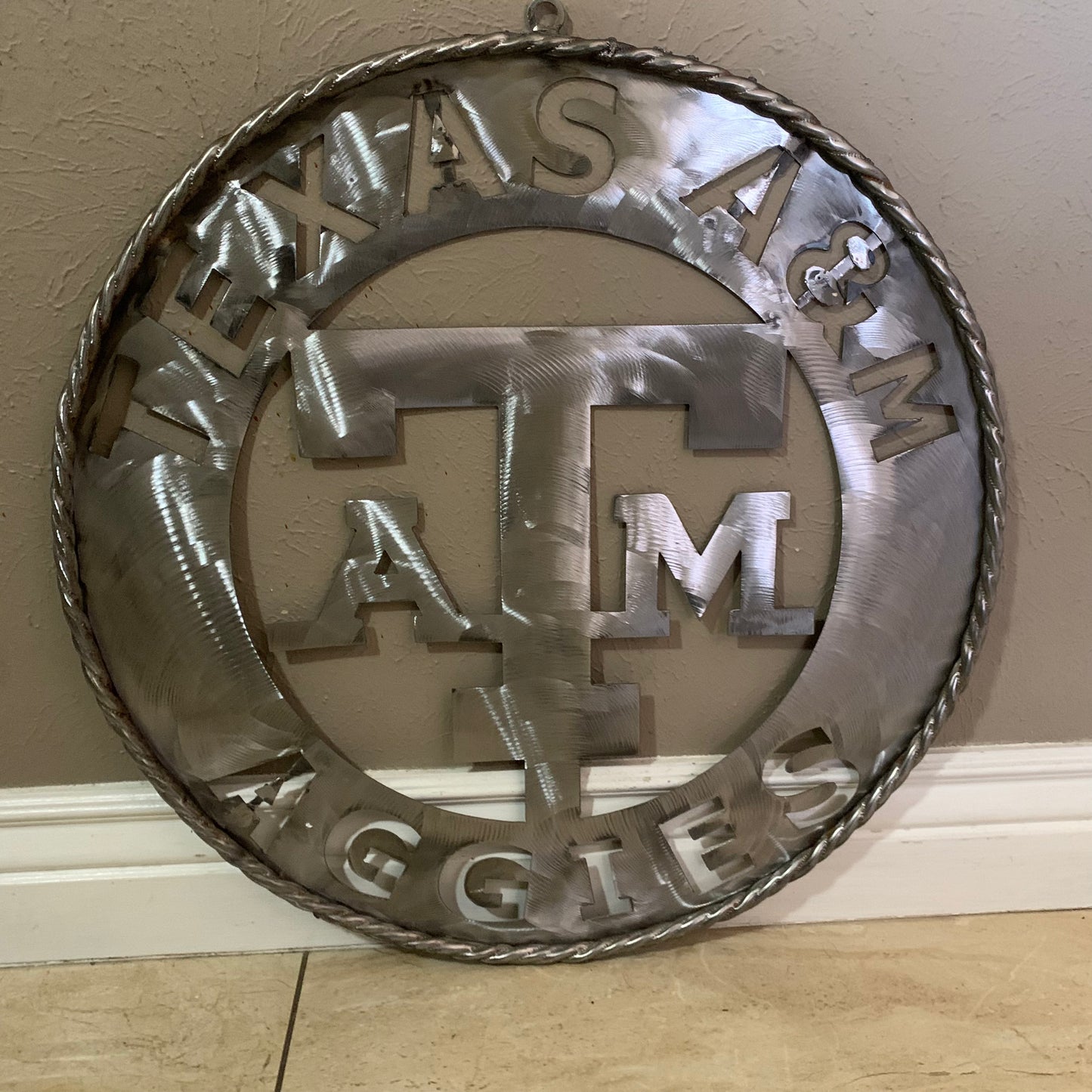 TEXAS A&M WIDE BAND RAW METAL CUSTOM VINTAGE CRAFT WALL ART TEAM SIGN HANDMADE