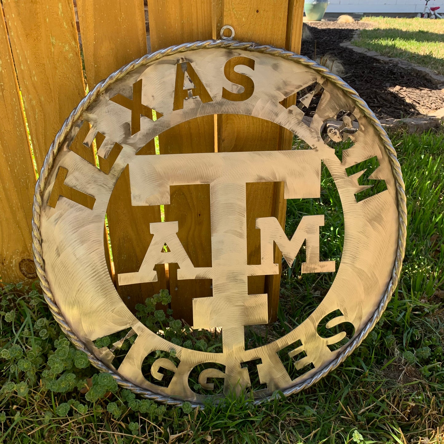 TEXAS A&M WIDE BAND RAW METAL CUSTOM VINTAGE CRAFT WALL ART TEAM SIGN HANDMADE