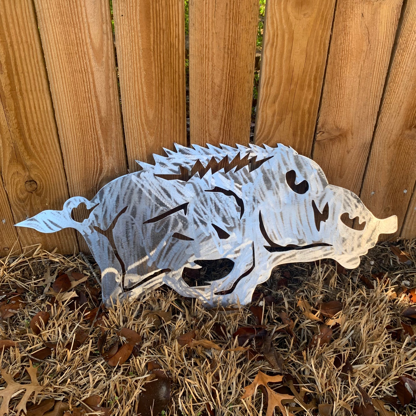 24" X 12" ARKANSAS RAZORBACKS CUSTOM RAW METAL VINTAGE CRAFT WIDE BAND RING TEAM SIGN HANDMADE